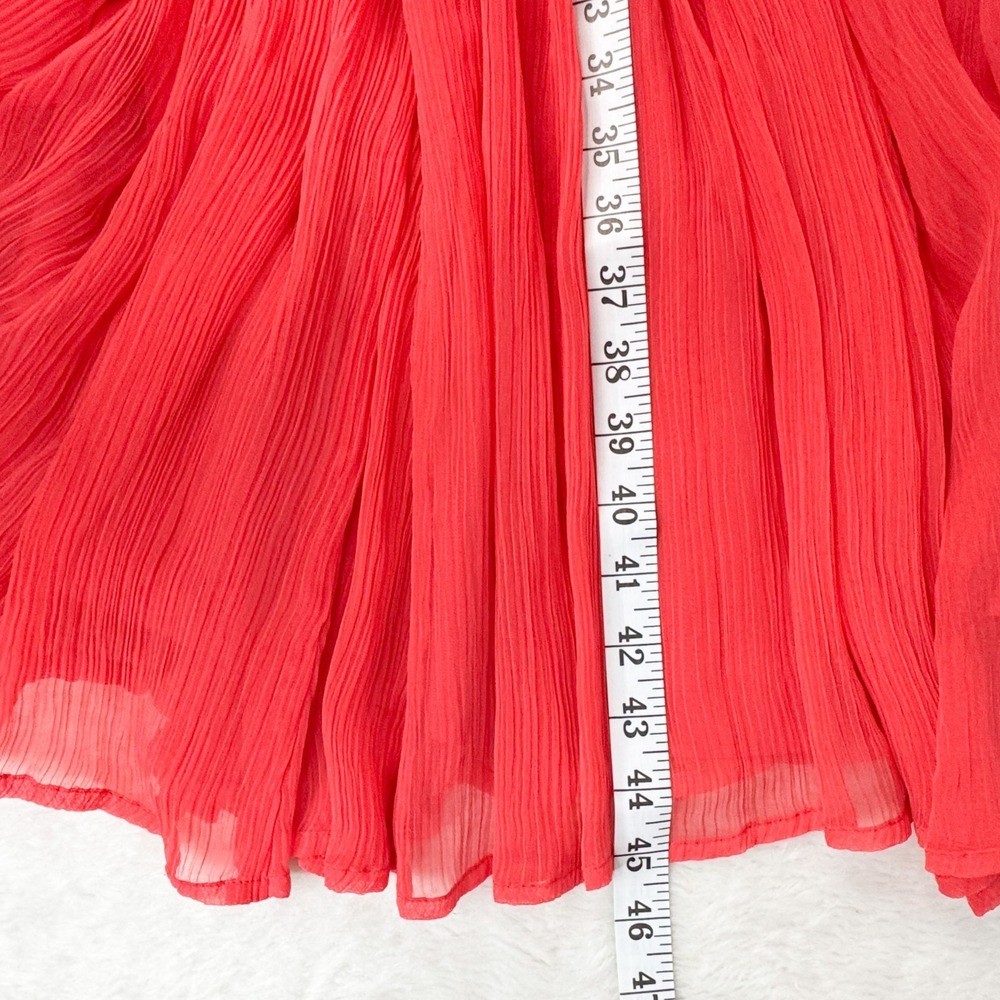 HD in Paris Anthropologie Dress Womens 4 Coral Red Pleated Midi Slip Cami - Picture 11 of 12